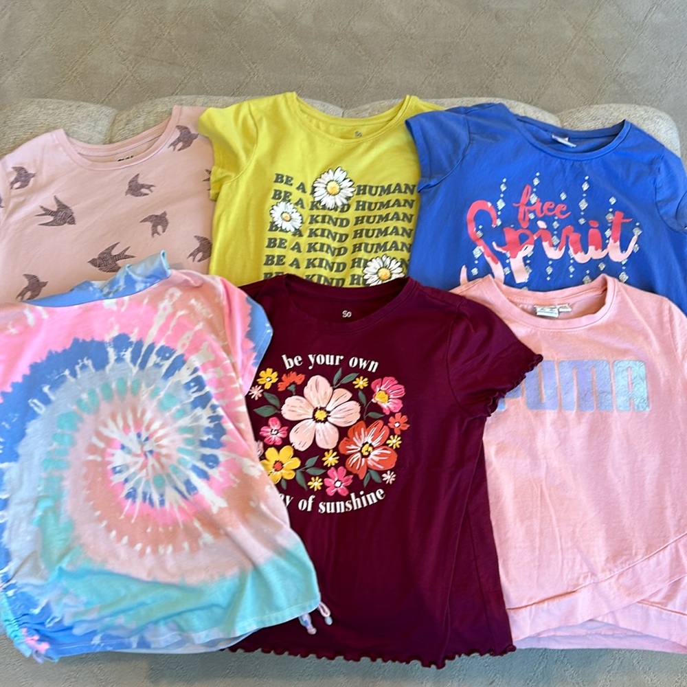 6 pack bundle of girls t shirts size large 10-12
